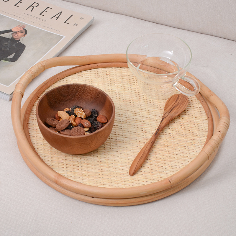 Rattan Tray Handle - Поднос из натурального ротанга, плетеный, с