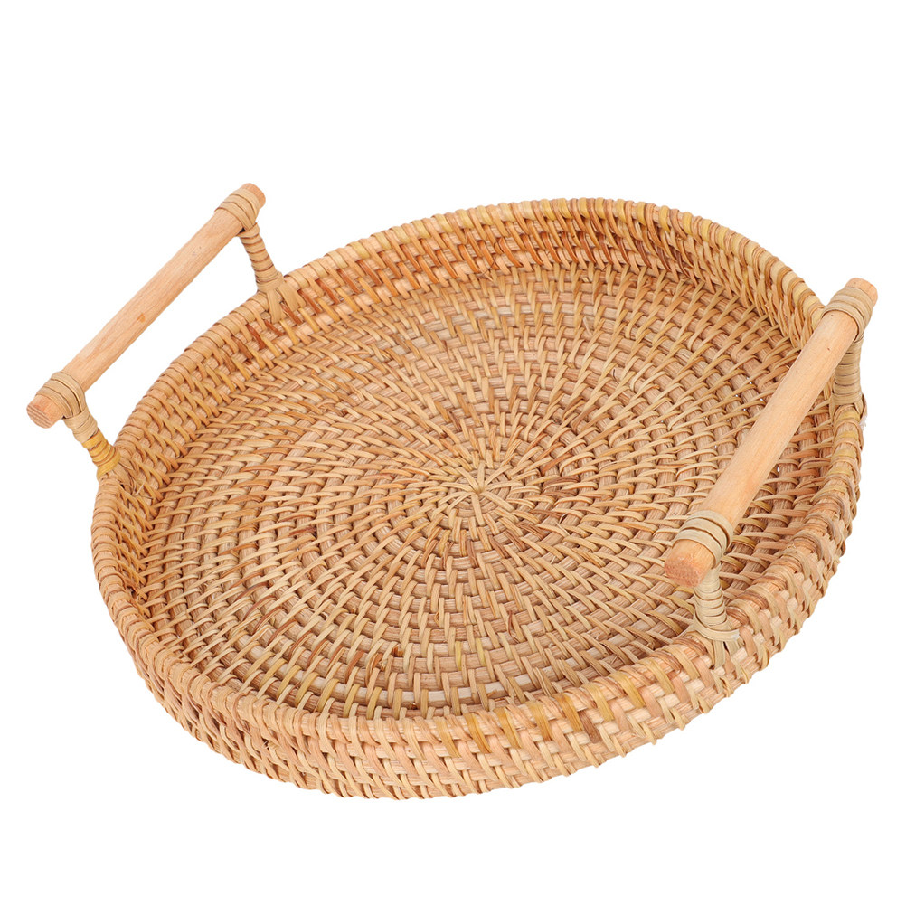 Rattan Tray Handle - Круглый плетеный поднос из ротанга ручной