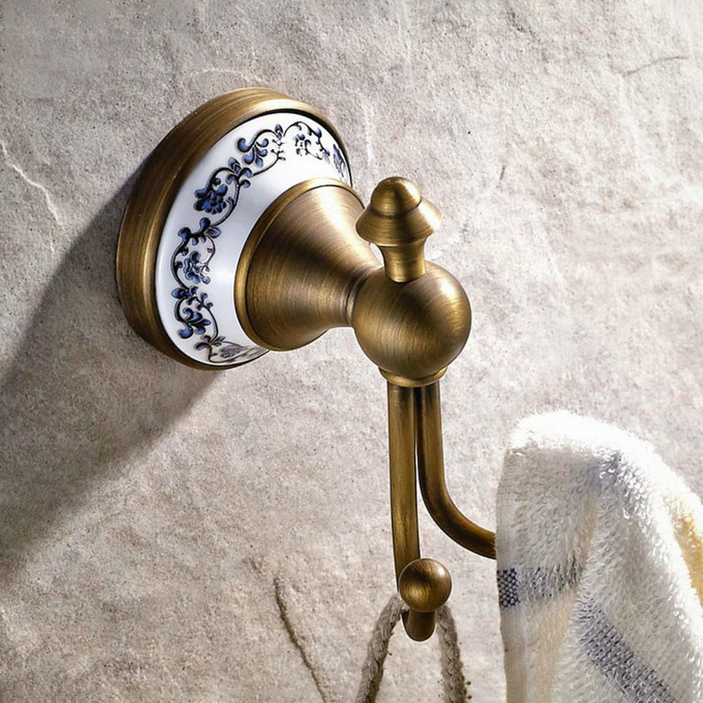 Antique Brass Hook - Античная латунь Керамическое Основание настенное крепление