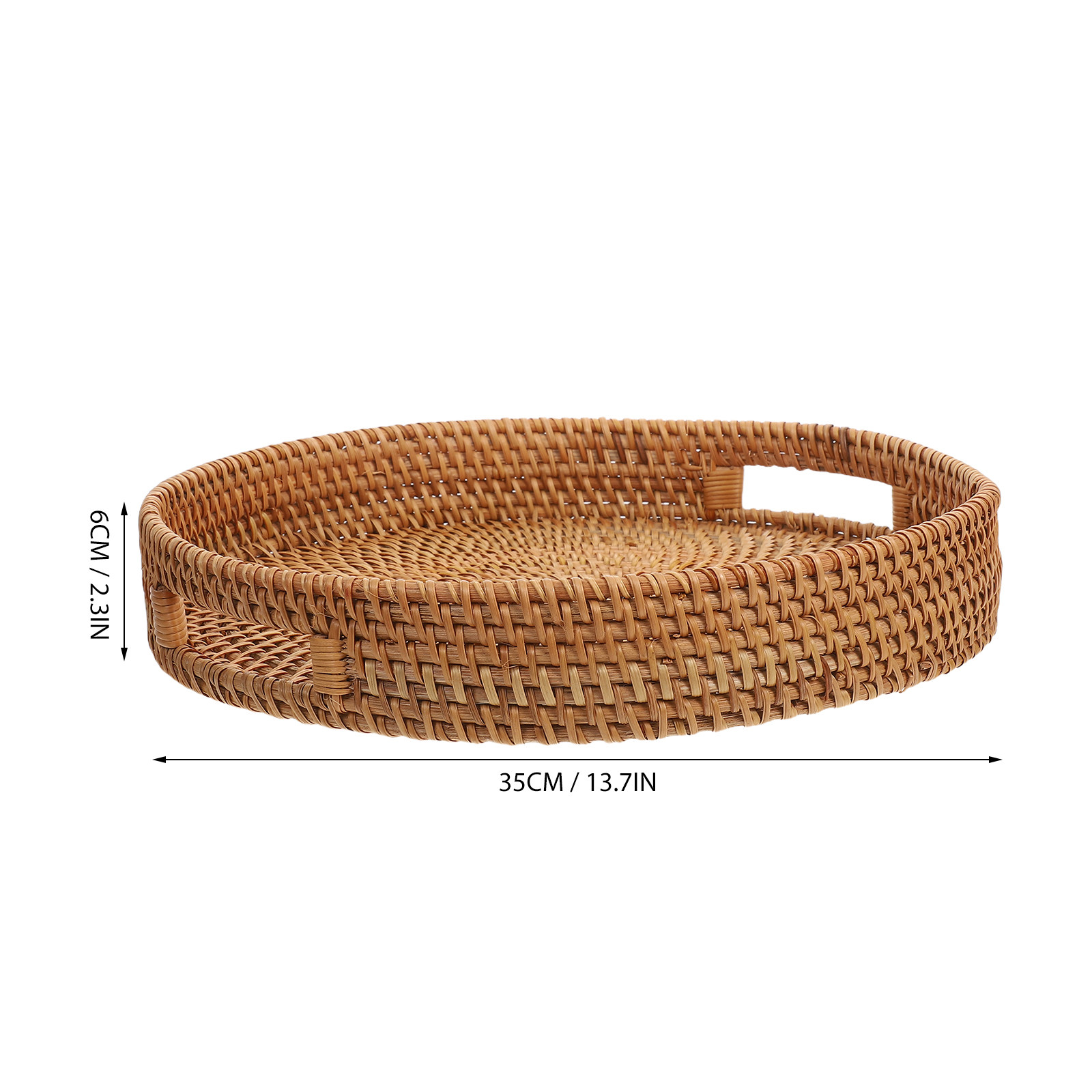 14-дюймовый круглый поднос из  – обзор и цена Rattan Tray Handle