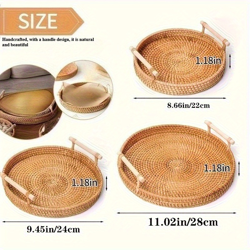 Круглый поднос из ротанга ручн – обзор и цена Rattan Tray Handle