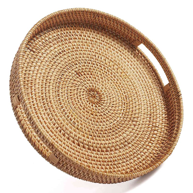 Круглый плетеный поднос из рот – обзор и цена Rattan Tray Handle