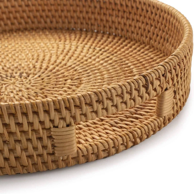Круглый плетеный поднос из рот – обзор и цена Rattan Tray Handle
